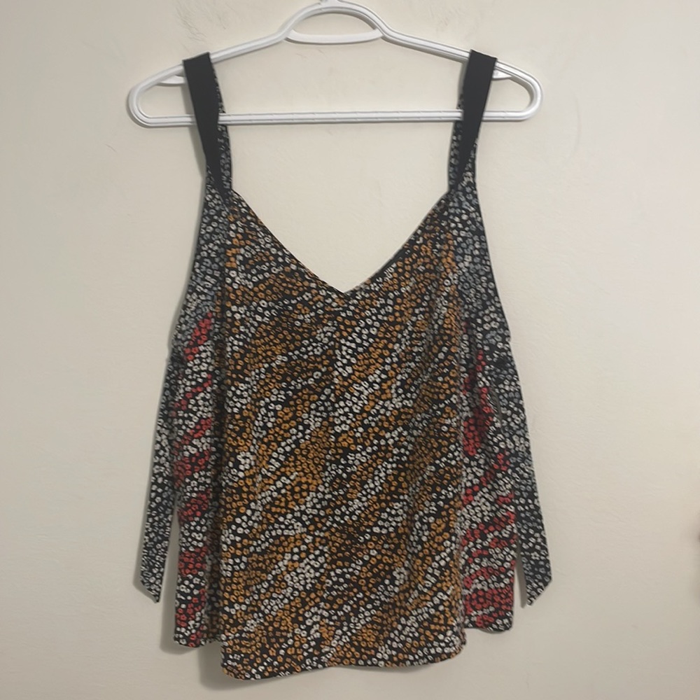 Rag and Bone black, red orange cream, animal, print silk camisole top medium